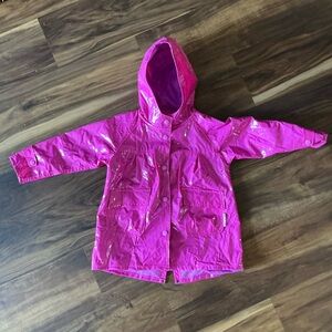 Hot Pink Toddler Raincoat by Wippette - size 3T Hooded & Lined Snap Pockets BX21
